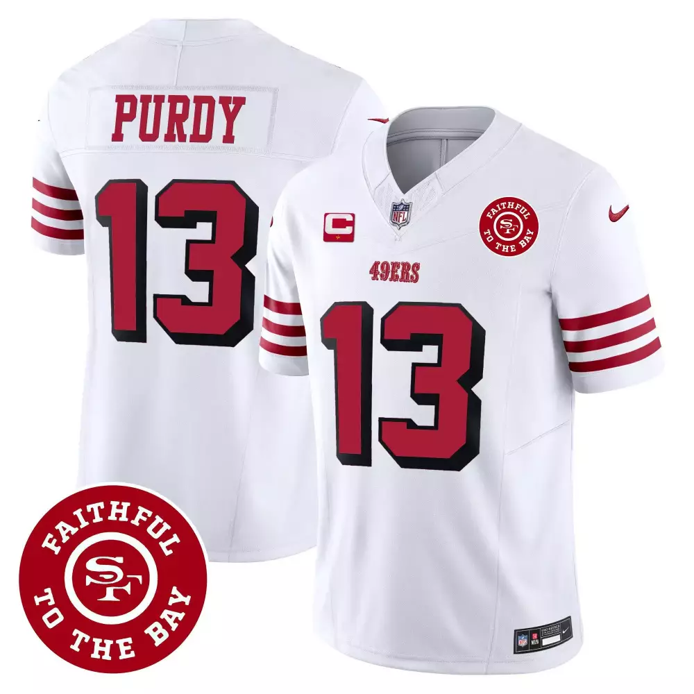 Brock Purdy 13 49ERS Jersey White Faithful To Bay Men Alternate Red All Vapor