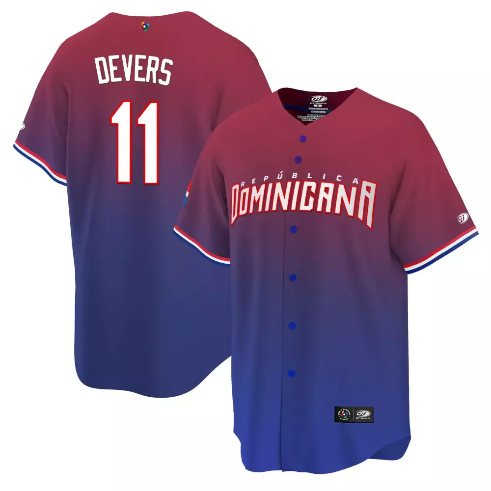 Rodrguez Repblica 11 Dominicana Jersey Red Men Split Blue White All Stitched Vapor