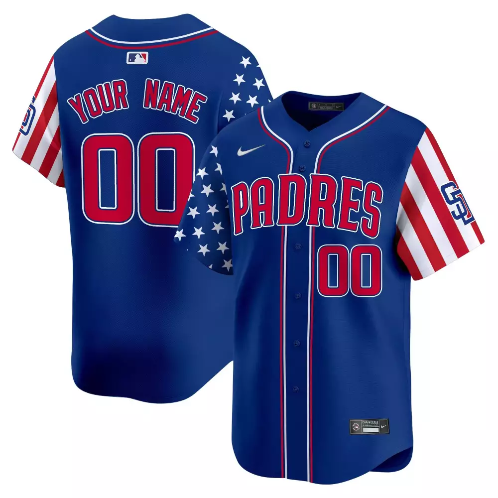 Custom Padres Jersey Blue Split Design Red White Vapor Premier Limited All Stitched