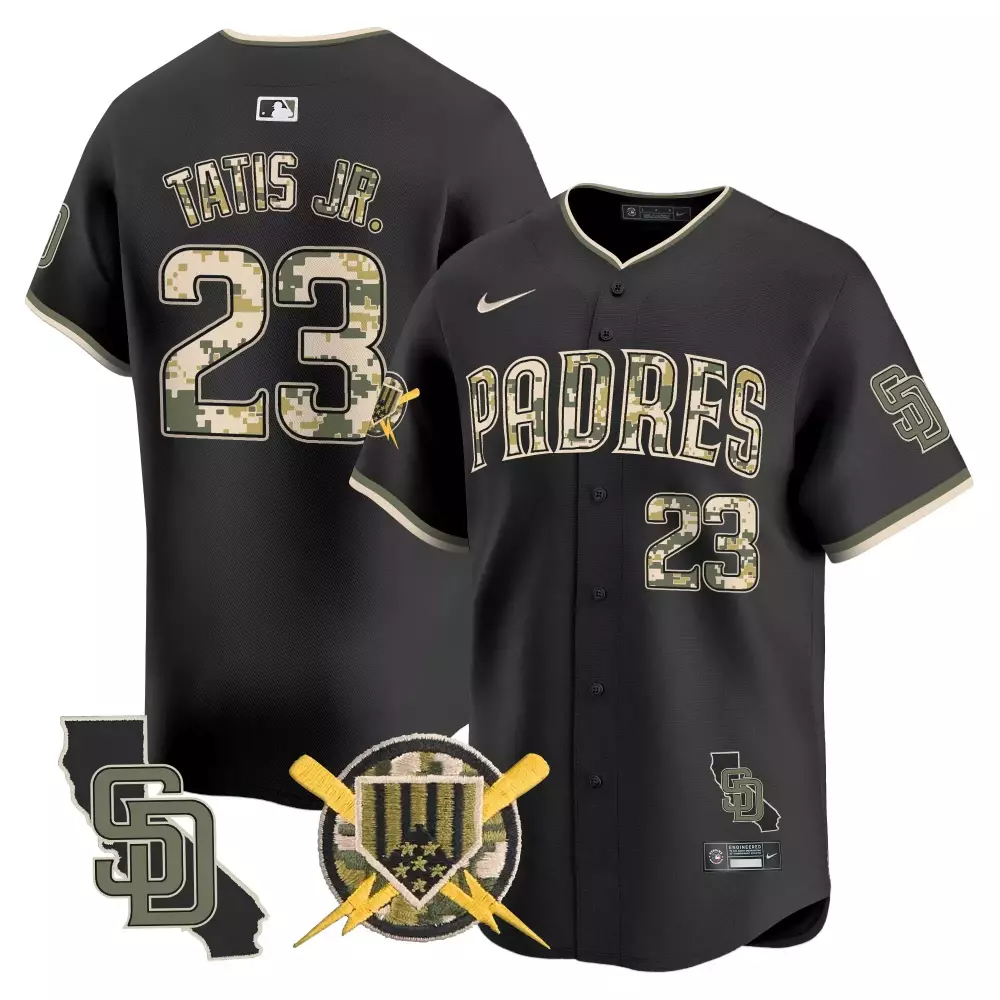 Fernando Tatis Jr. 23 Padres Jersey Black Camo California Shape Sd Men Custom Design