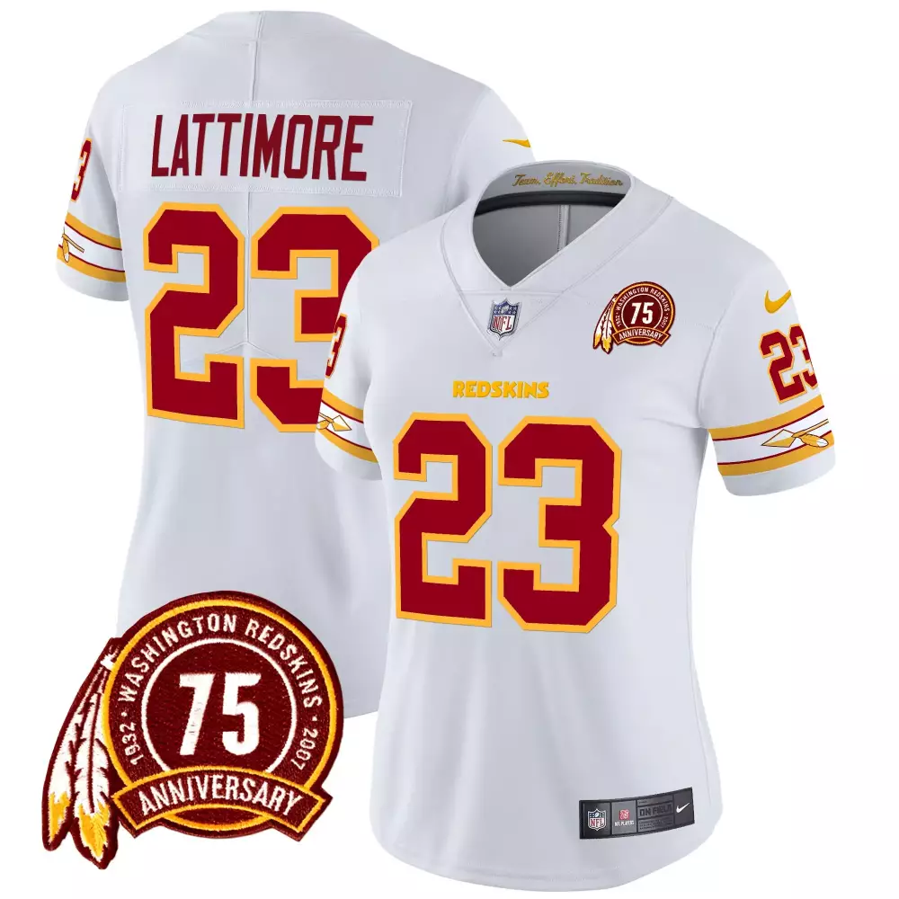 Marshon Lattimore 23 Jersey White 75th Anniversary Washington Redskins 2007 Women