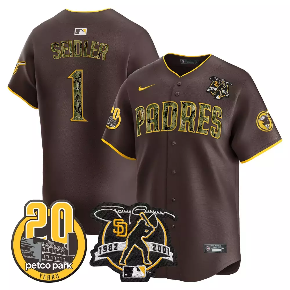Peter Seidler 1 Padres Jersey Brown 20th Anniversary Petco Park 20 Years Tony Gwynn 1982-2001