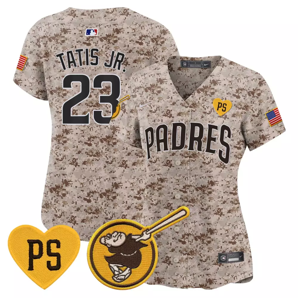 Fernando Tatis 23 Padres Jersey Camouflage Military Camo Us Flag Ps Heart Men Full Button