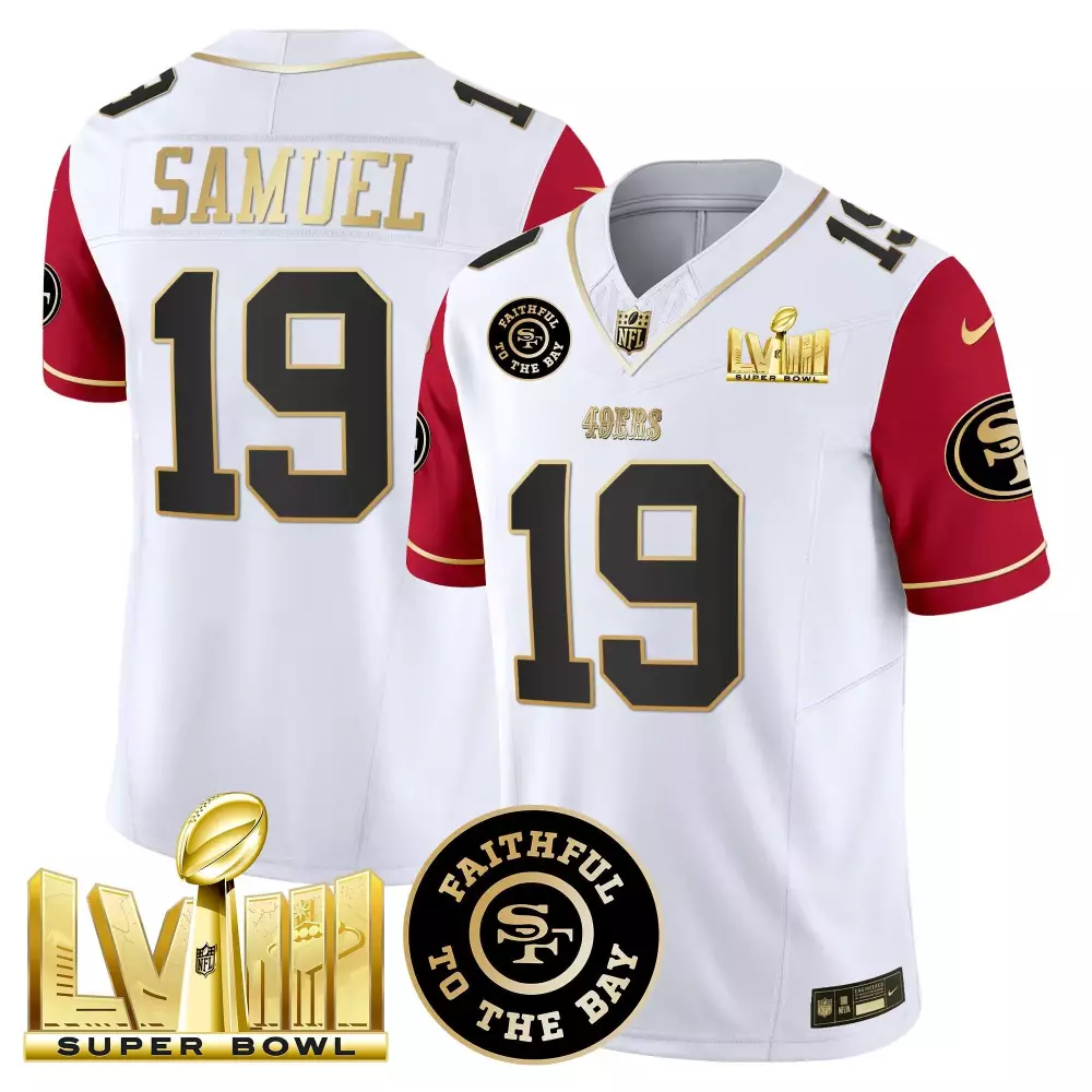 Deebo Samuel 19 49ERS Jersey White Super Bowl Lviii 2022 Men Player Alternate Red