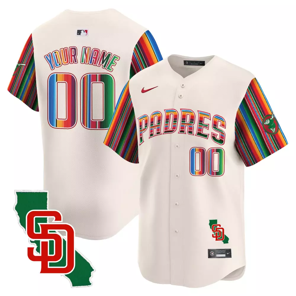 Custom Padres Jersey Cream City Connect Men Multi-colored Stripes Vapor Premier Limited