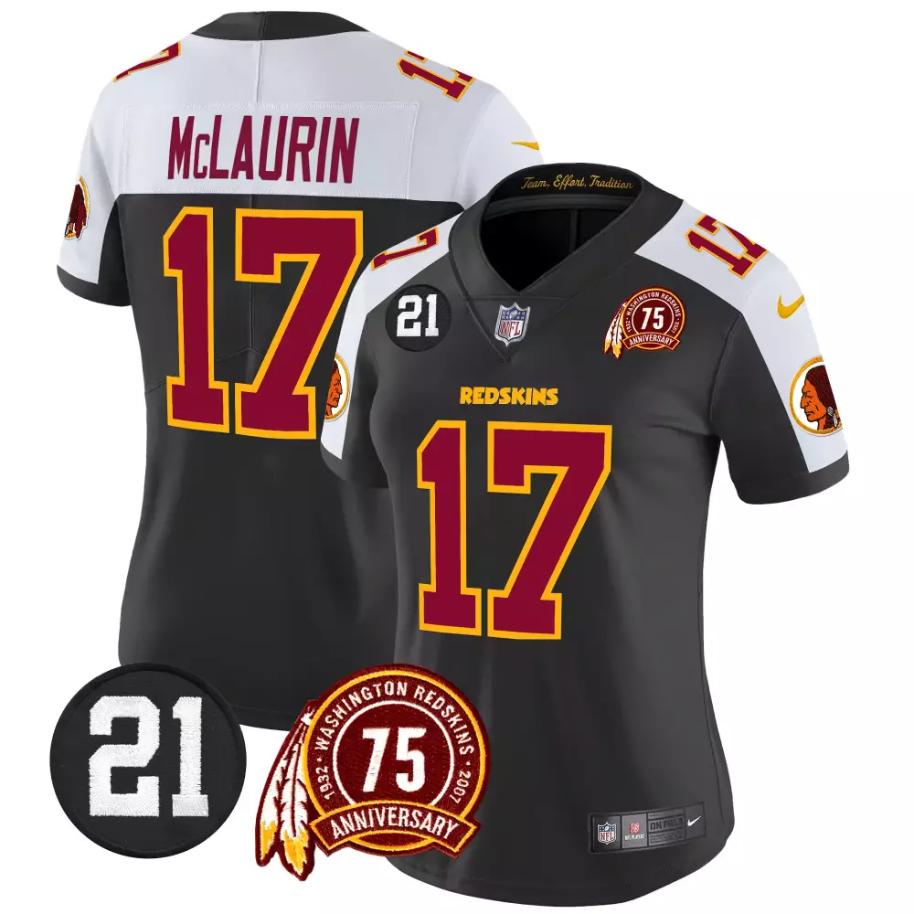 Terry Mclaurin 17 Jersey Black 75th Anniversary Washington Redskins Men Player Alternate