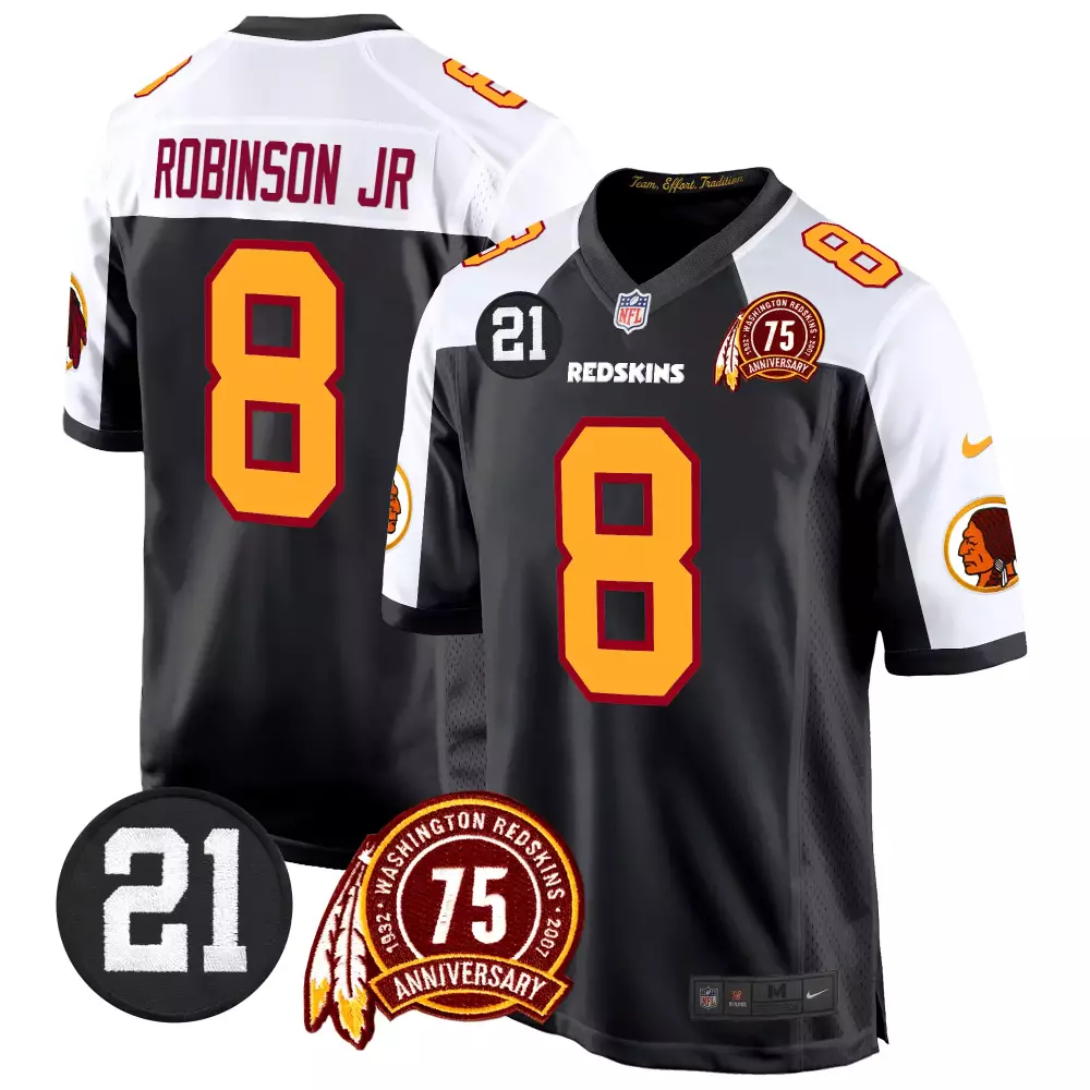 Robinson Jr. 8 Jersey Black Washington Redskins 75th Anniversary Men Alternate Split Design