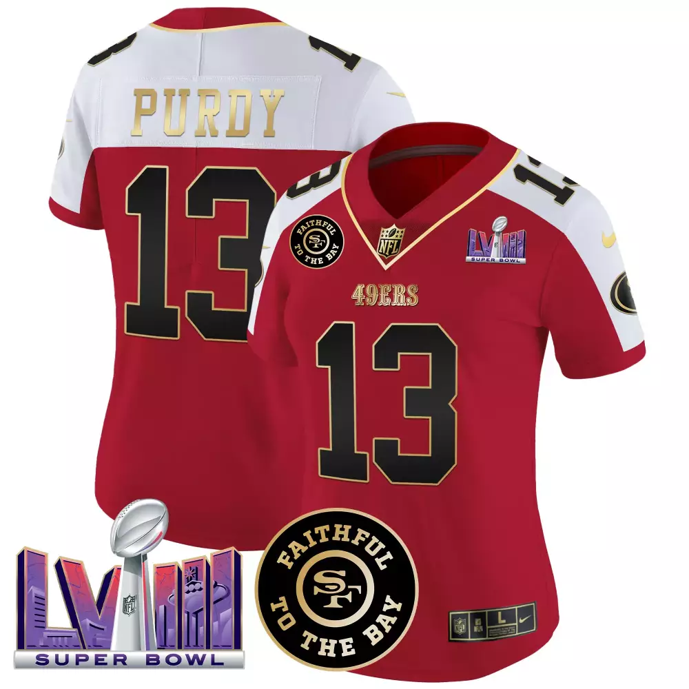 Brock Purdy 13 49ERS Jersey Red Super Bowl Lviii Men White Black Alternate Vapor