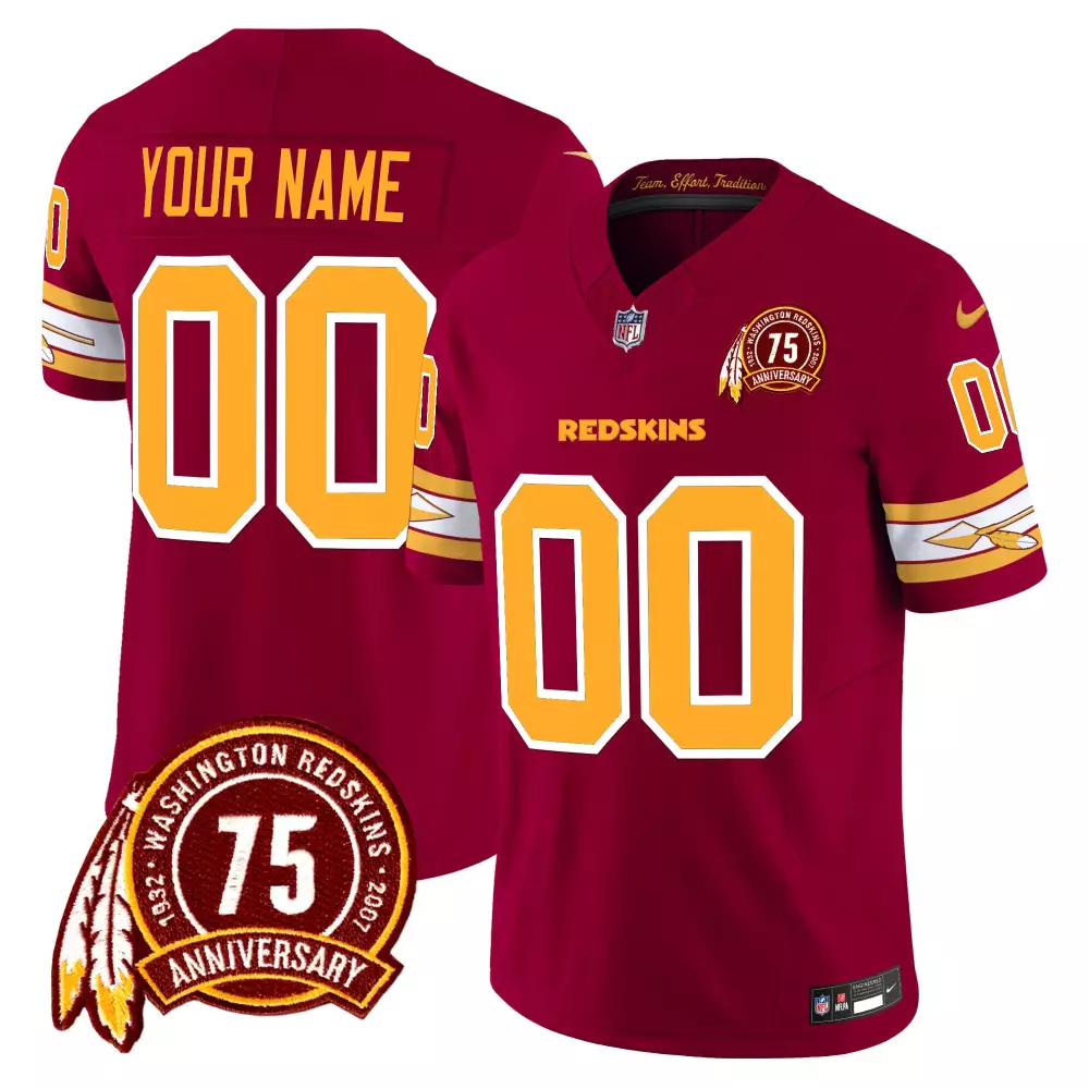 Custom Washington Redskins Jersey Maroon Men NFL Gold White Vapor Limited All Stitched