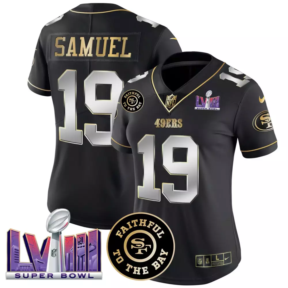 Deebo Samuel 19 49ERS Jersey Black Super Bowl Lviii Men Game Gold Silver Limited