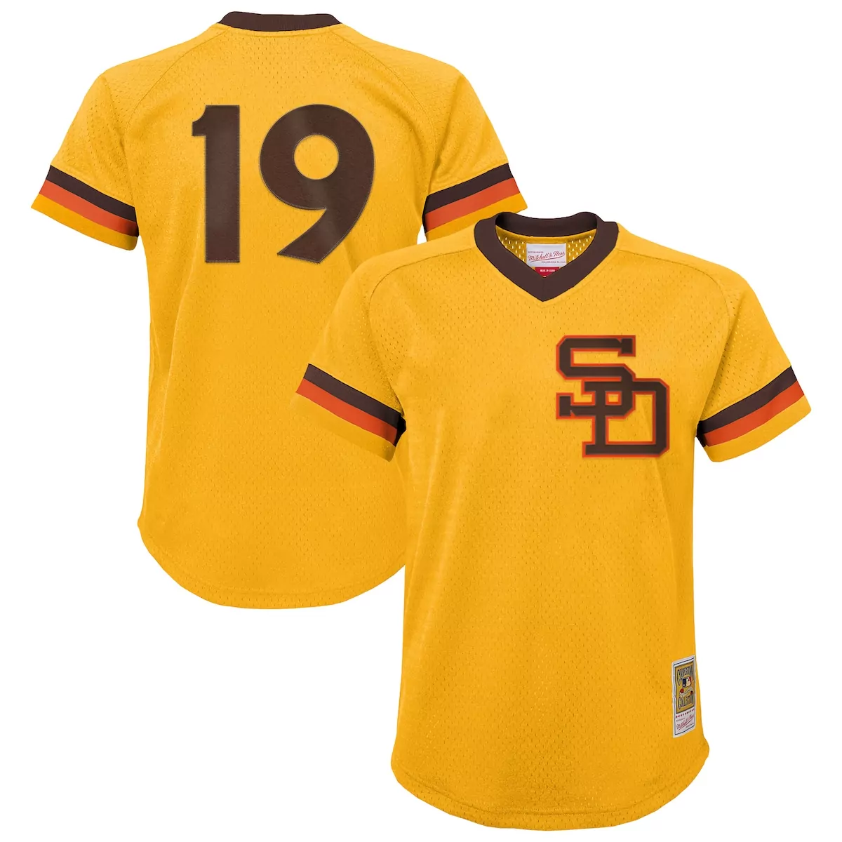 San Diego Padres 19 Jersey Yellow Men Brown Orange Cooperstown Collection