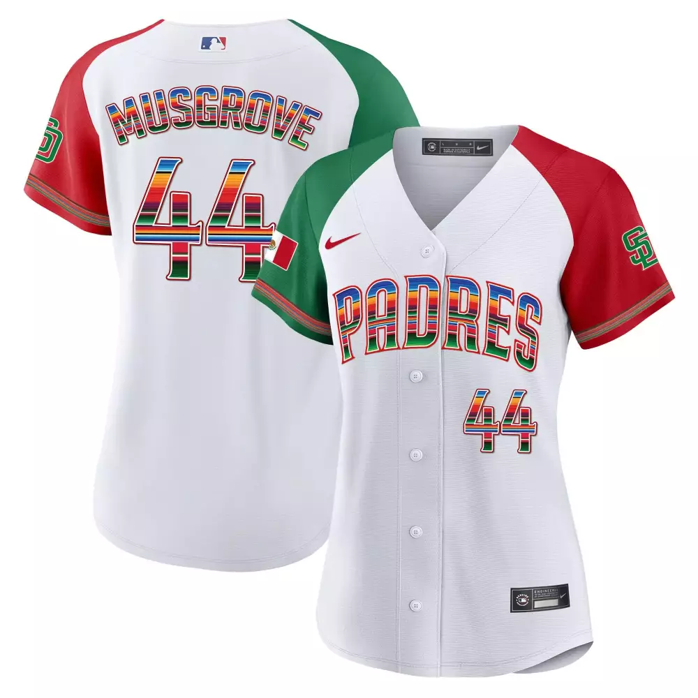 Joe Musgrove 44 Padres Jersey White City Connect Women Split Custom Design Red Green