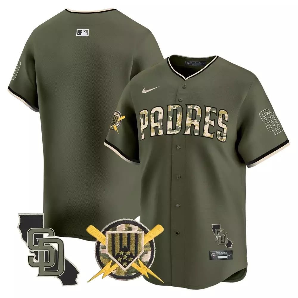 San Diego Padres Jersey Olive Green Military Appreciation California Outline Sd Men