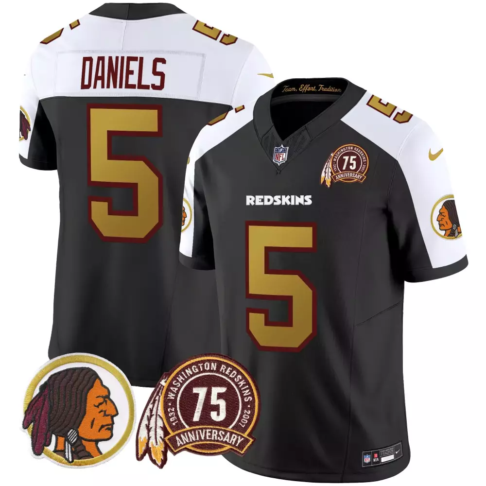 Jayden Daniels 5 Jersey Black 75th Anniversary Washington Redskins Profile 2007 Men