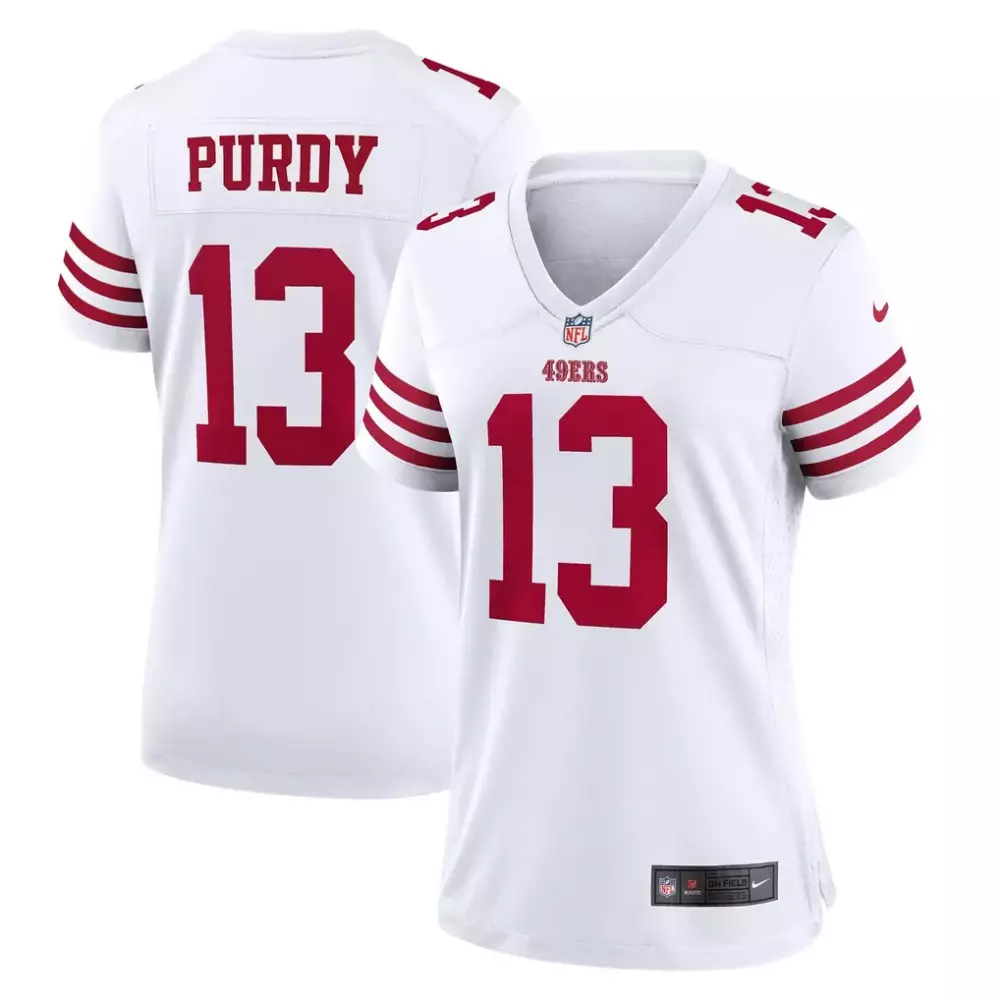 Brock Purdy 13 49ERS Jersey White Replica Red Game
