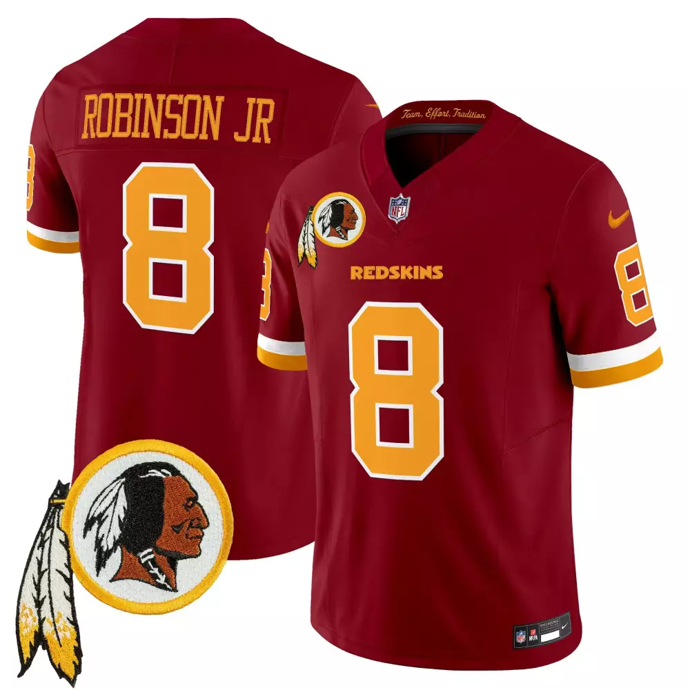 Robinson Jr. 8 Redskins Jersey Maroon Native American Chief Men NFL Orange Yellow