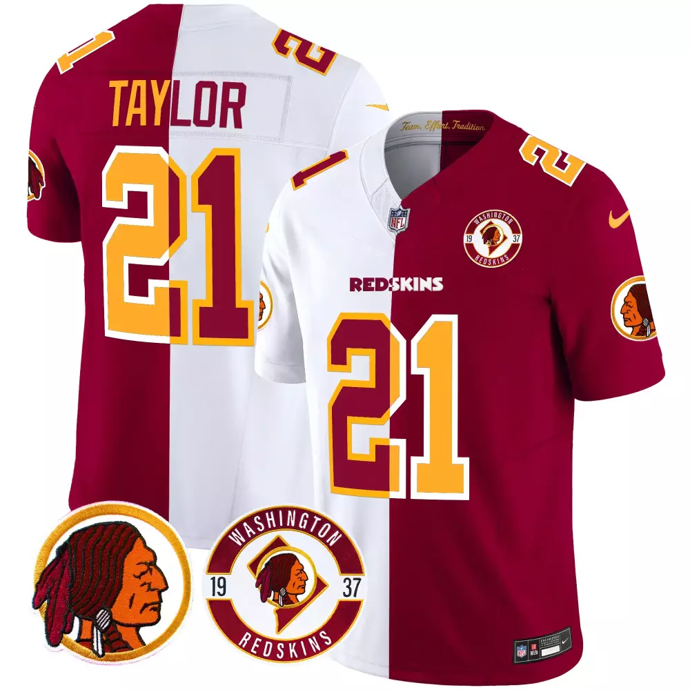 Sean Taylor 21 Jersey Maroon Washington Redskins Emblem Men Split White Gold Vapor