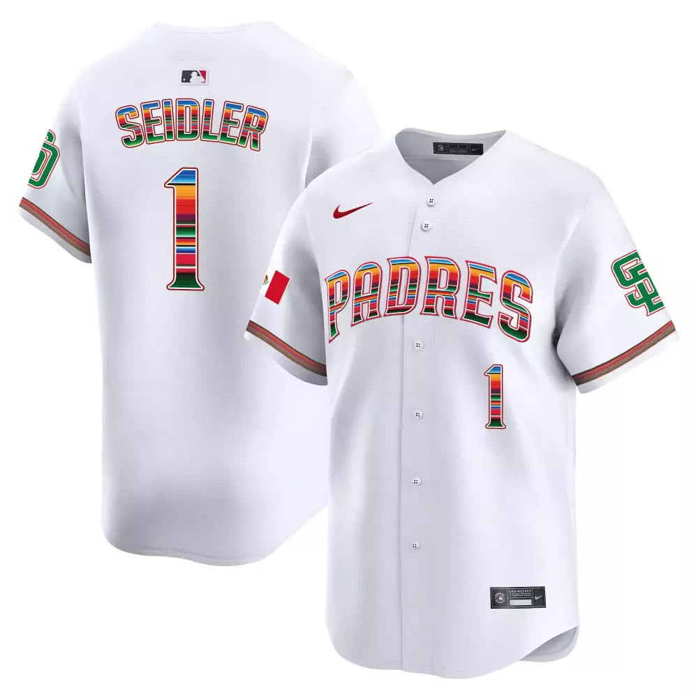 Peter Seidler 1 Padres Jersey White Mexico Flag Men Split Custom Design Green Red