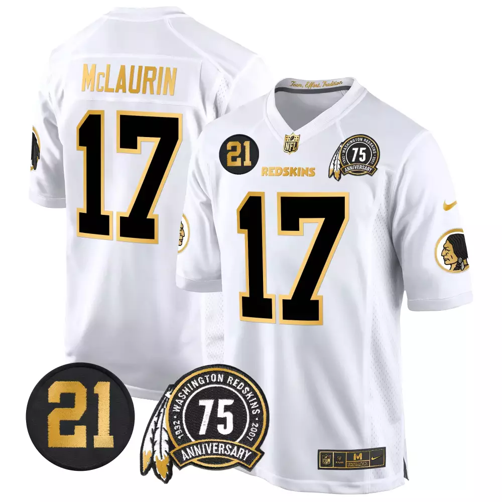 Terry Mclaurin 17 Jersey White 75th Anniversary Washington Redskins Player Number