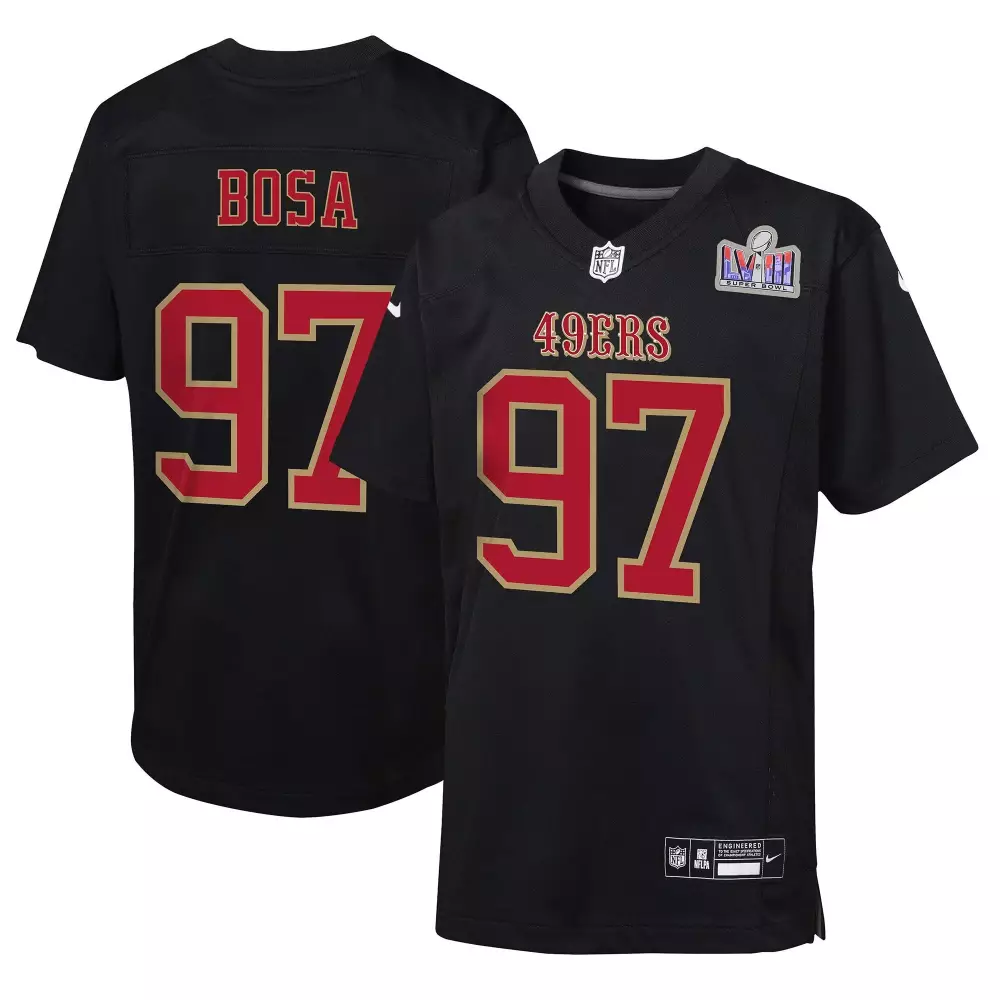 Nick Bosa 97 49ERS Jersey Black Super Bowl Lviii Men Game Red Gold
