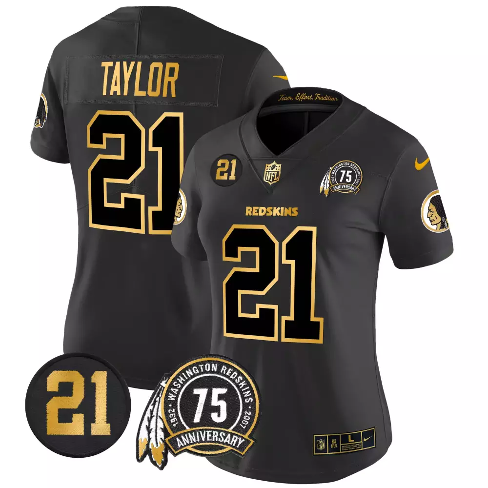 Sean Taylor 21 Jersey Black 75th Anniversary Washington Redskins Men Gold Vapor Limited