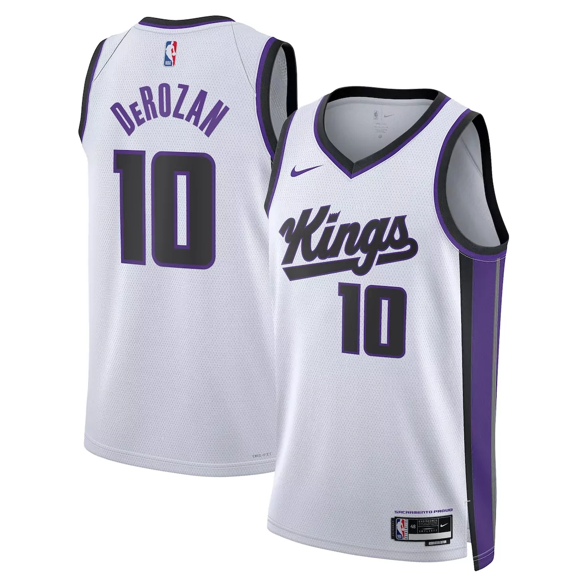 Demar Derozan 10 Sacramento Kings Jersey White Men Player Purple Black Unisex