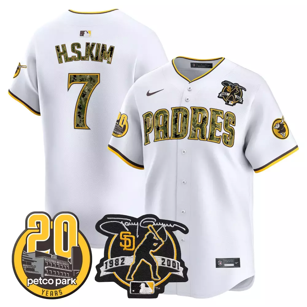 H.s. Kim 7 Padres Jersey White 20th Anniversary Petco Park Tony Gwynn 1982-2001 Men