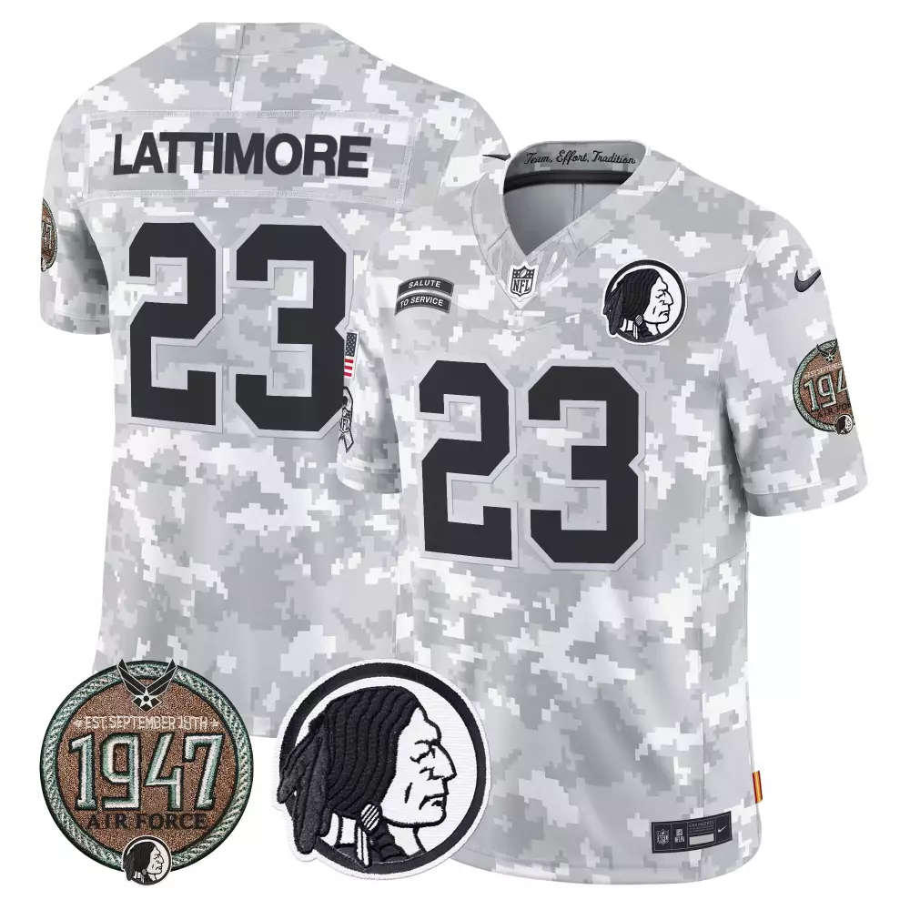 Marshon Lattimore 23 Jersey White Salute To Service Washington Commanders 1947 Air Force Native American