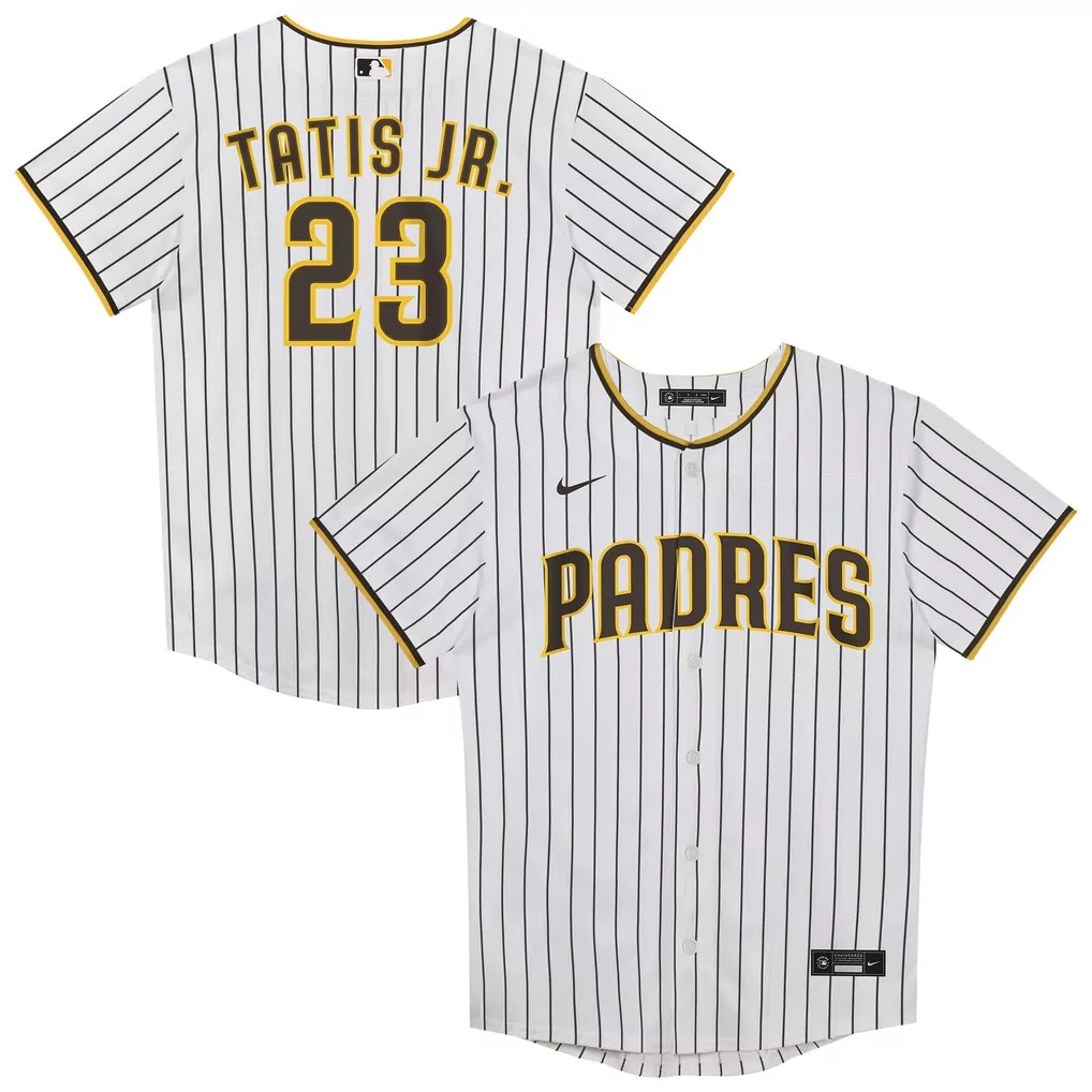 Fernando Tatis Jr. 23 Padres Jersey White Men Black Gold Home Replica