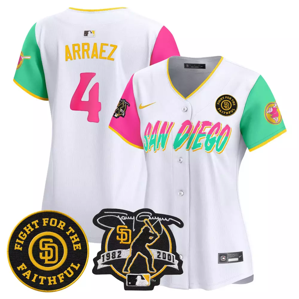 Luis Arraez 4 San Diego Padres Jersey White City Connect Fight Faithful Tony Gwynn 1982-2001