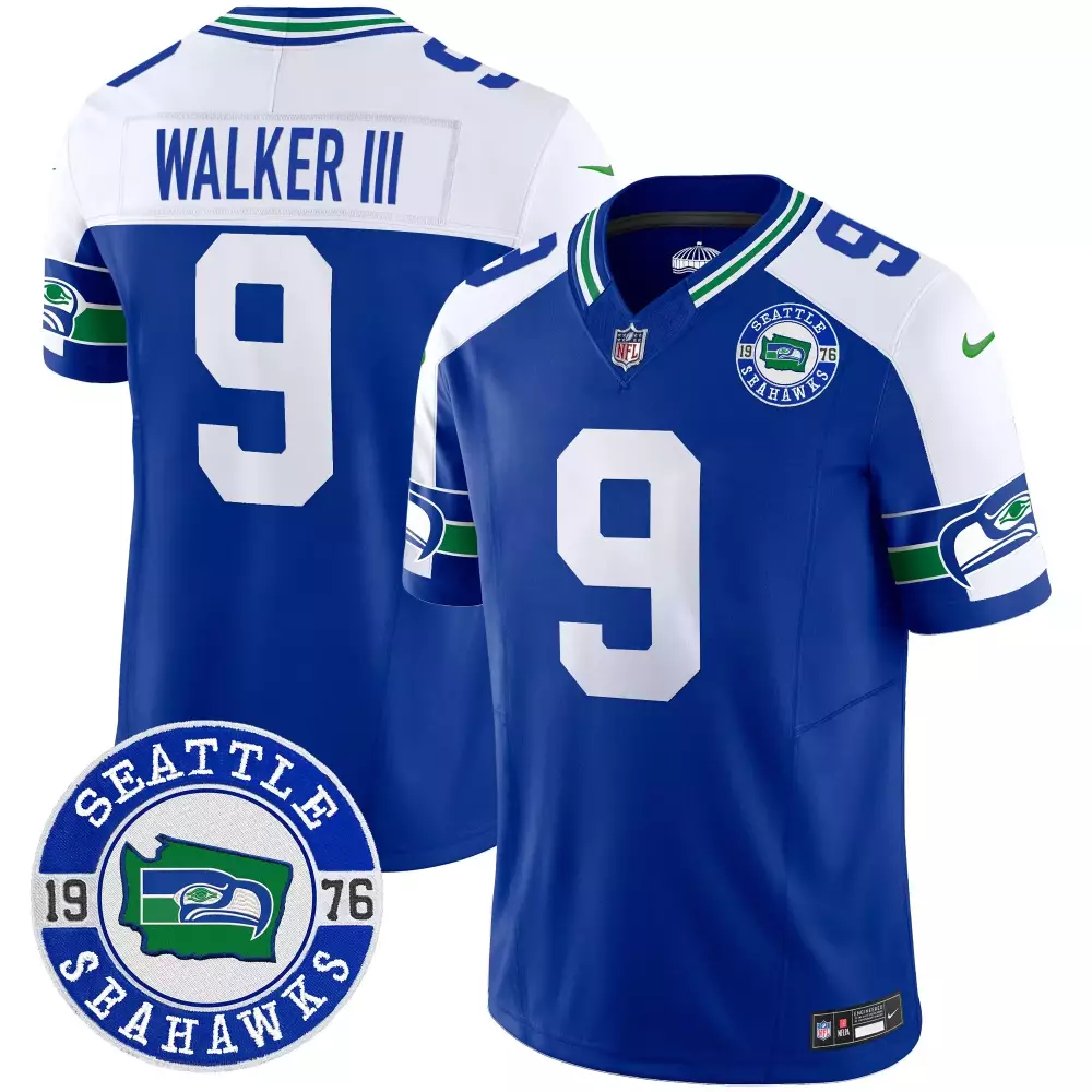 Walker Iii 9 Seattle Seahawks Jersey Royal Blue Men Standard White Green Alternate