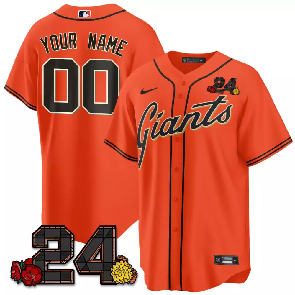 Custom Giants Jersey Orange Men Black Vapor Premier Limited v2 All Stitched