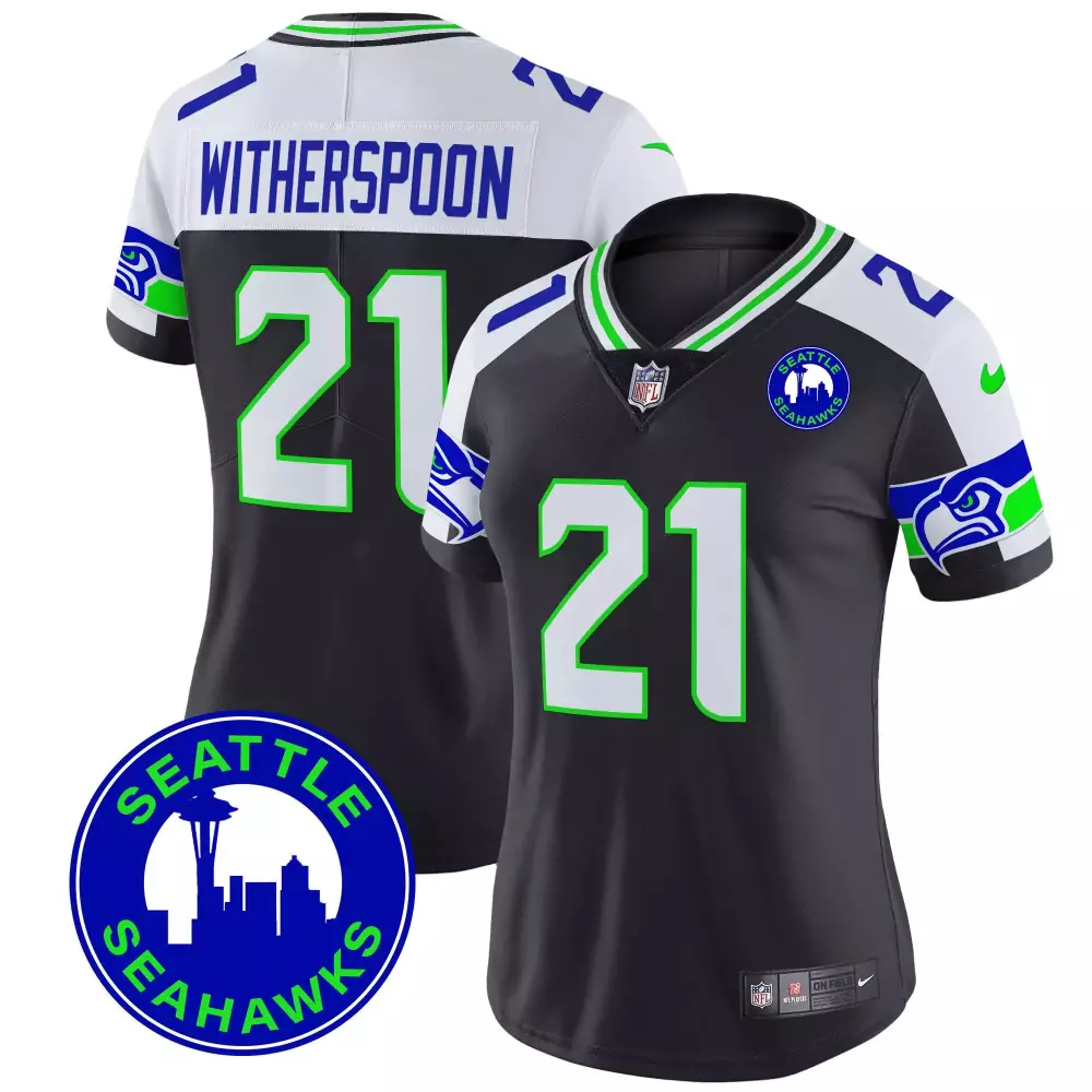 Devon Witherspoon 21 Jersey Black Seattle Seahawks Women Nike Game Alternate White