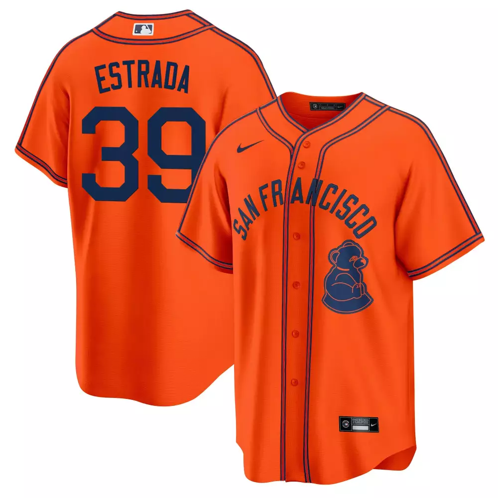 Thairo Estrada 39 Jersey Orange San Francisco Giants Men Navy Blue Classic Vapor