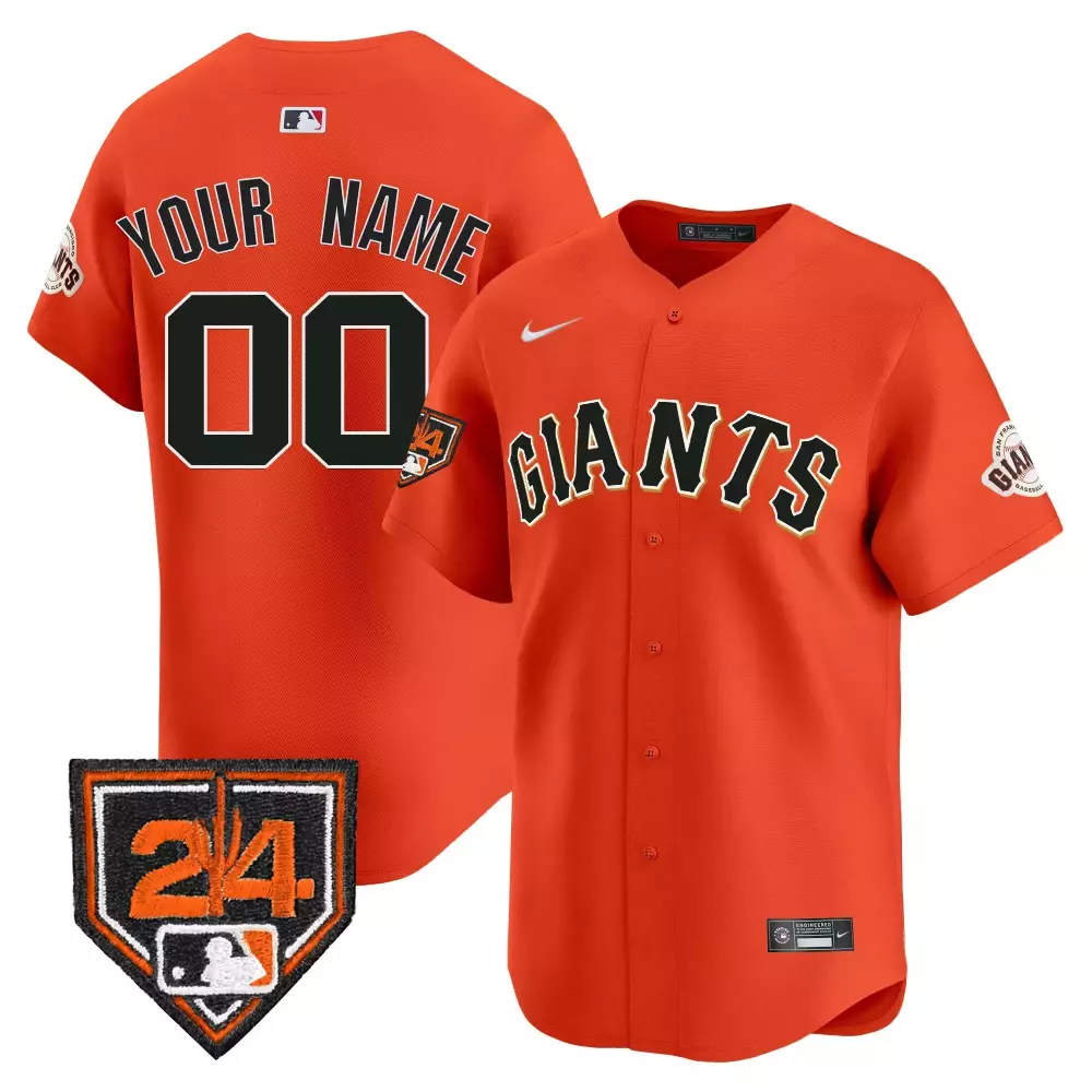 Custom San Francisco Giants Jersey Orange 24 Men Black White Vapor Premier Limited
