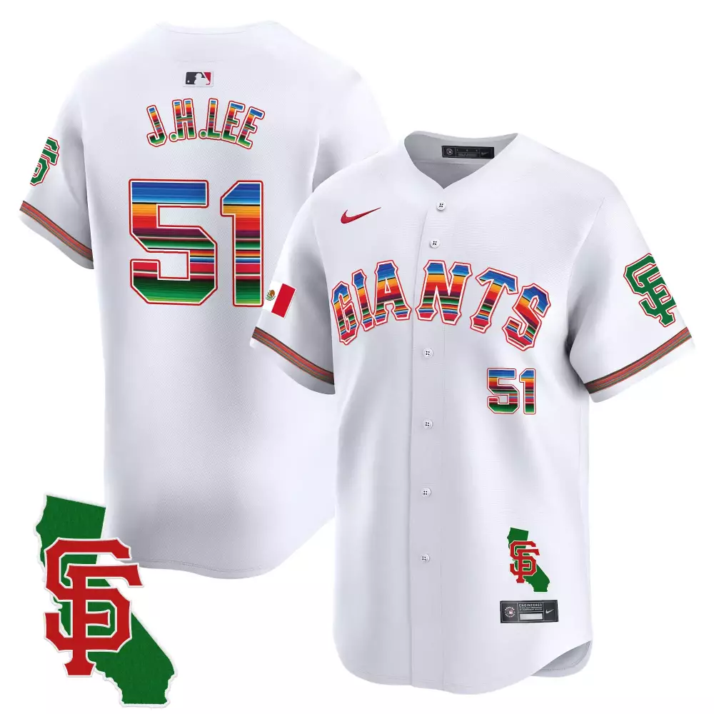 J.h. Lee 51 San Francisco Giants Jersey White City Connect Mexican Flag California Outline SF 2023
