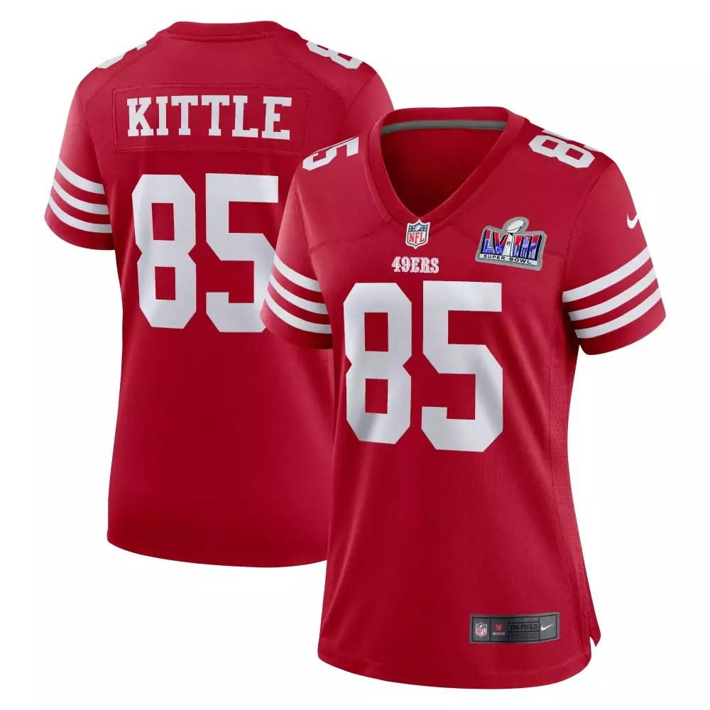 George Kittle 85 49ERS Jersey Red Super Bowl Lviii Men White Game