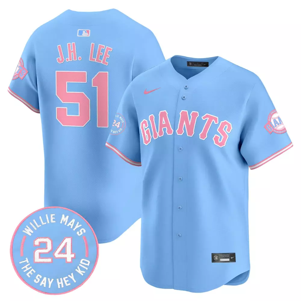 J.h. Lee 51 Giants Jersey Light Blue Willie Mays Men Pink Unisex Vapor Premier Limited
