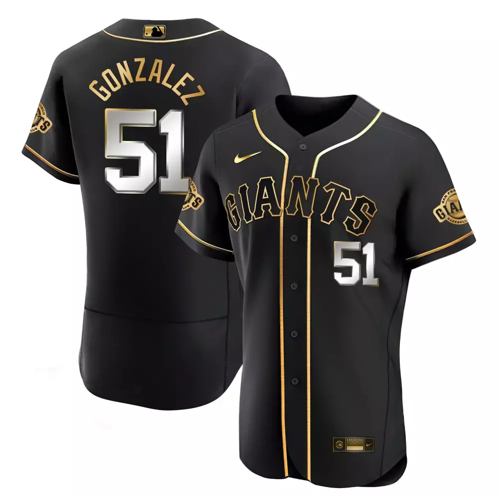 Luis Gonzalez 51 Jersey Black Giants Gold San Francisco Team Men White Flex Limited