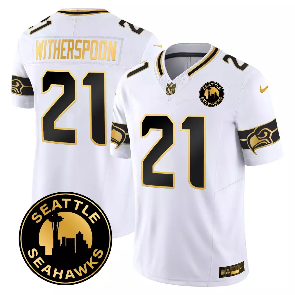 Devon Witherspoon 21 Jersey White Seattle Seahawks Men Black Gold Vapor Limited All