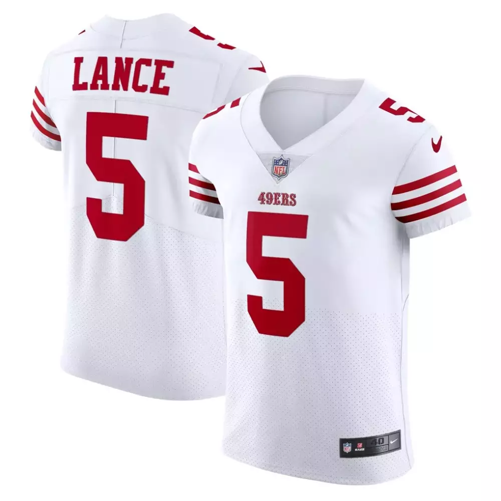 Trey Lance 5 49ERS Jersey White Men Player Red Vapor Elite