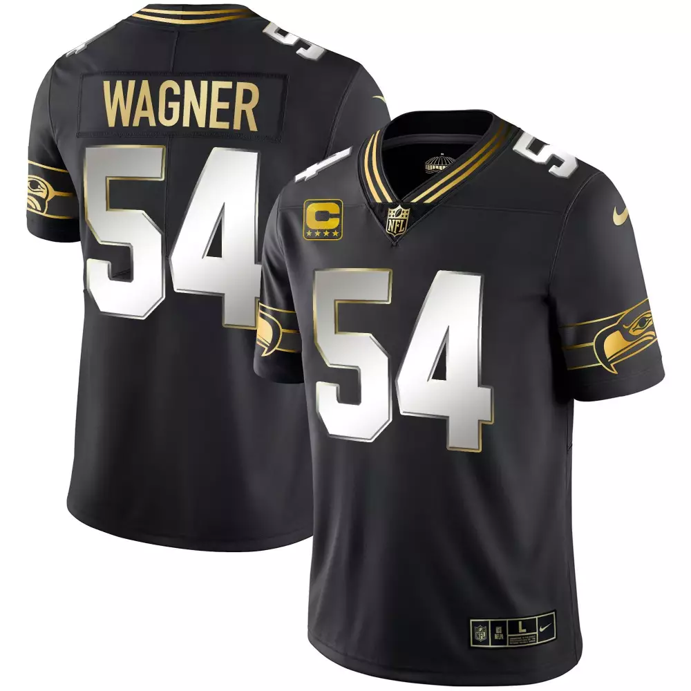 Bobby Wagner 54 Seattle Seahawks Jersey Black (captain's Stars) Men Game Alternate