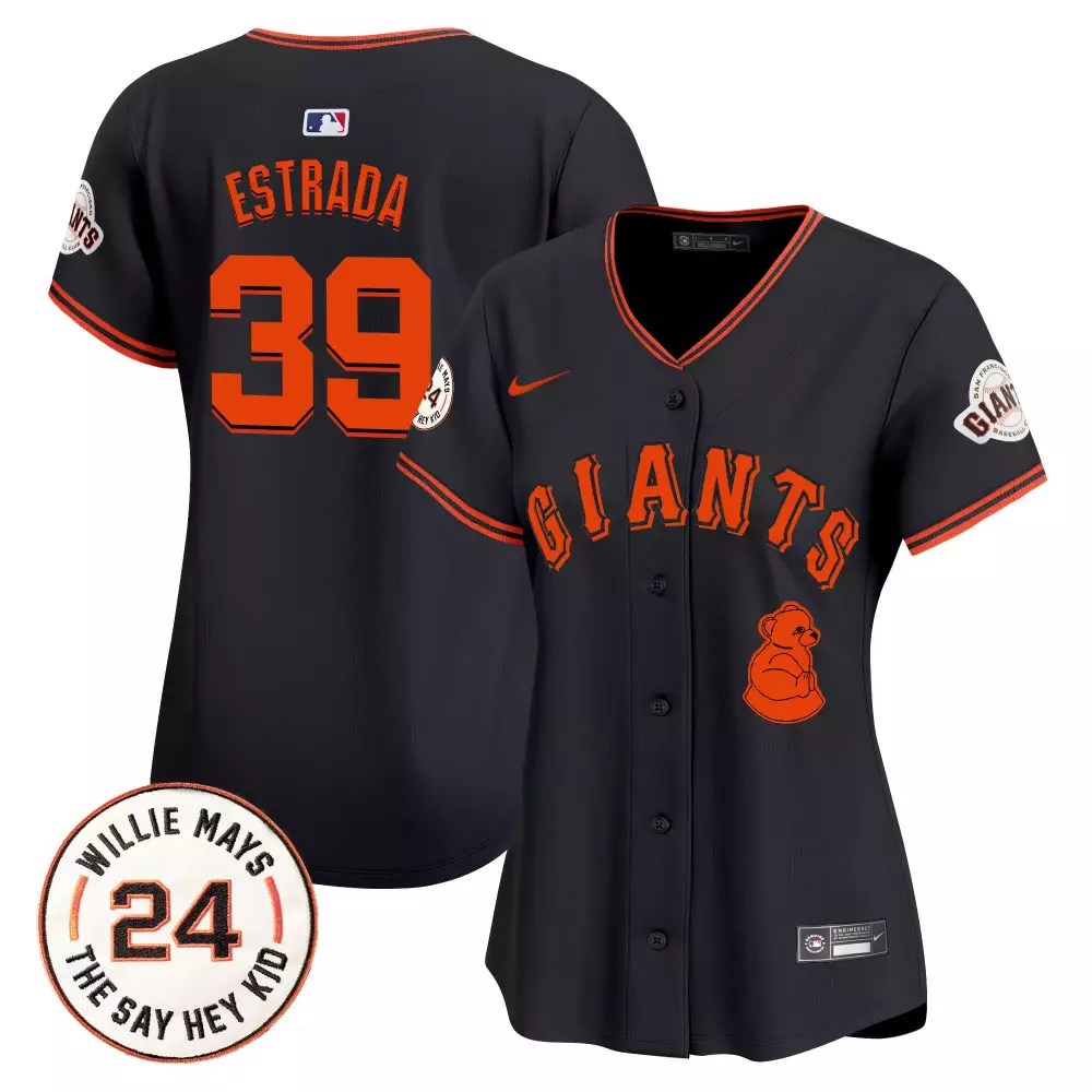 Estrada 39 Giants Jersey Black Willie Mays San Francisco Baseball Men Orange Vapor