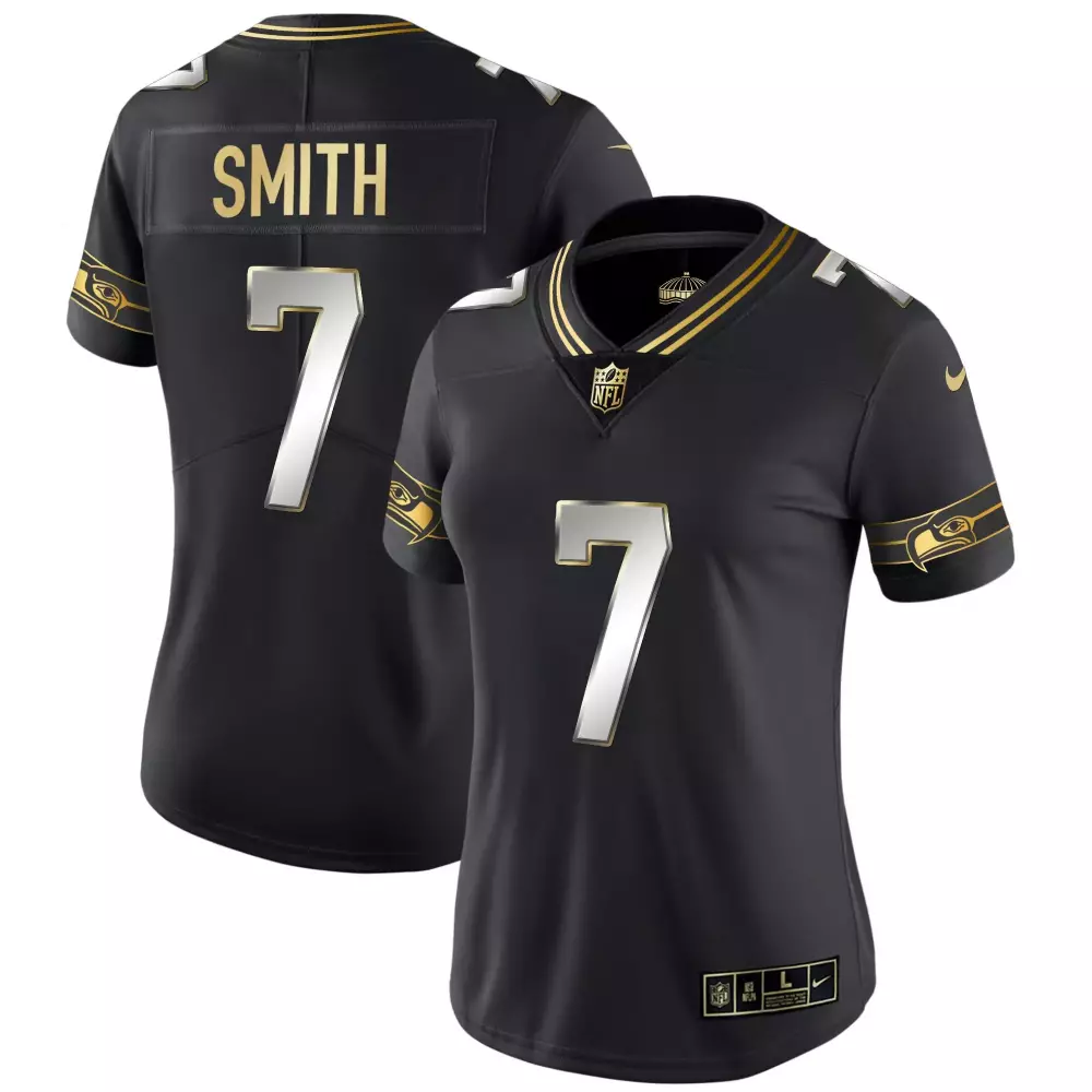 Geno Smith 7 Seattle Seahawks Jersey Black Women Alternate Gold White Limited Throwback