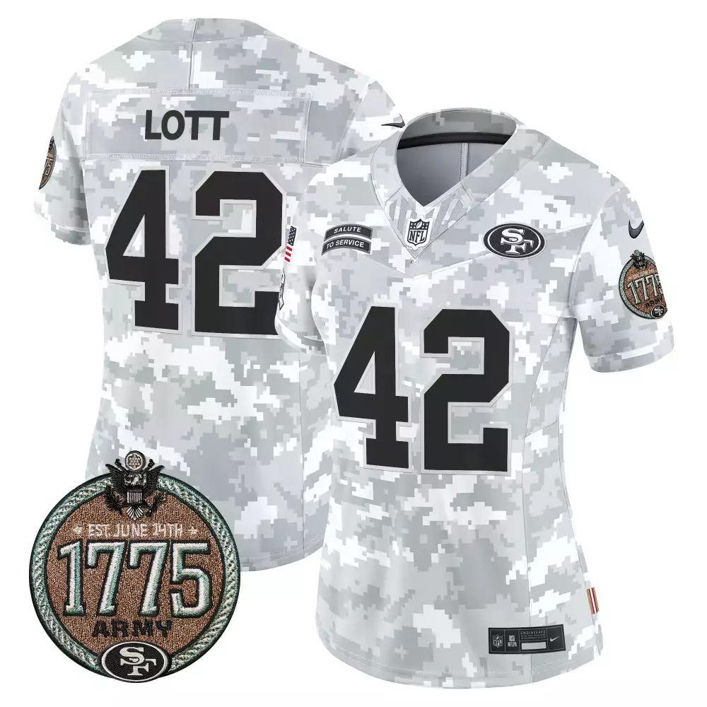 Ronnie Lott 42 Jersey White Salute To Service San Francisco 49ers Army 1775 Men Alternate