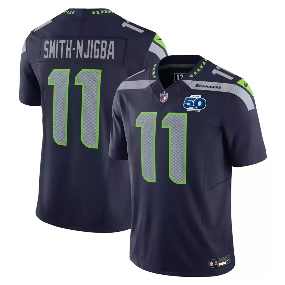 Jaxon Smith-njigba 11 Seahawks Jersey Navy 50th Anniversary Men Green Gray White