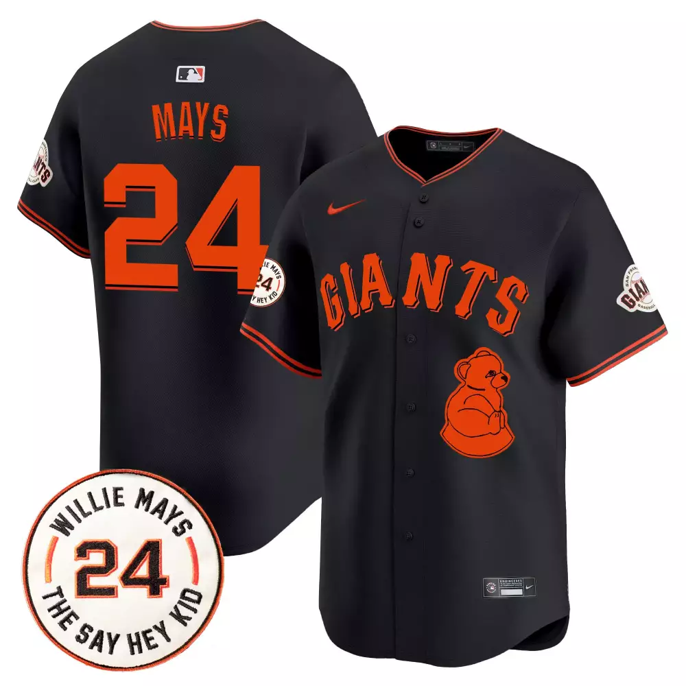 Cade Mays 24 San Francisco Giants Jersey Black Little League World Series Patch Team