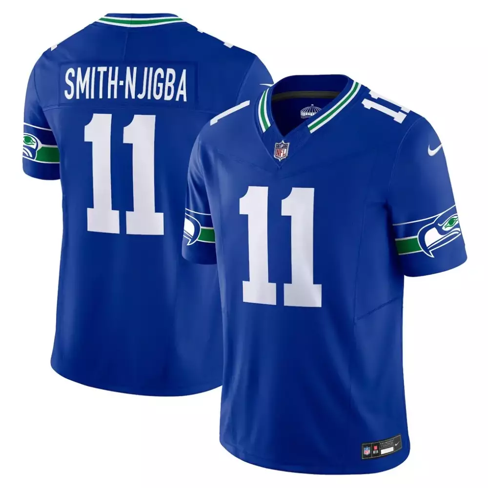 Jaxon Smith-njigba 11 Jersey Blue Seattle Seahawks Men White Green Alternate Vapor
