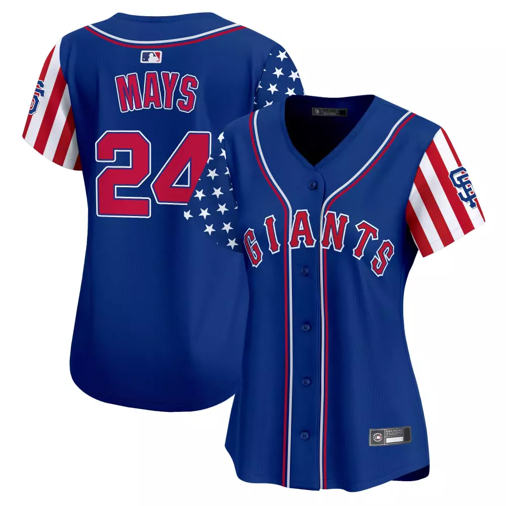Mays Independence 24 Giants Jersey Blue City Connect Men Custom Design White Red