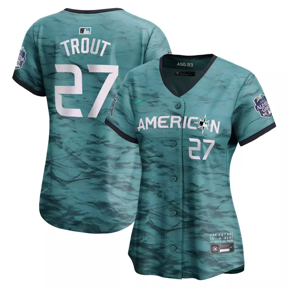 Mike Trout 27 Los Angeles Angels Jersey Teal MLB All-star Game Seattle 2023 Men Custom Design
